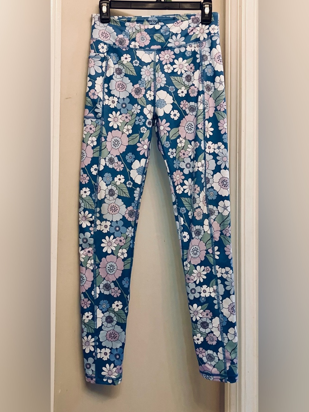 Girls Tek Gear Blue Floral Leggings XLG 14/16